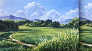 Acrylic lesson - Summer fields - Landscape
