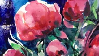 Beautiful Peony. Watercolor and grafic.