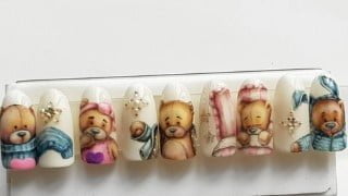 Cute Bears Painting on Nails