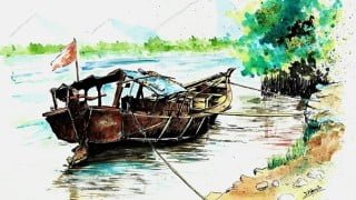 Draw a Boat in Water using Pens, Inks and Watercolors