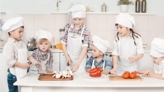 Happy Vegetarian Kids Cooking Healthy