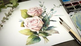How to Paint Flowers with Watercolor | Pink Roses
