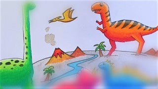 Kids Drawing and Basic Art - Dinosaurs Drawing and Coloring