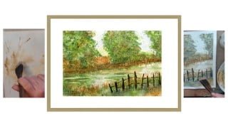 Loose Watercolour painting. River scene, loose , one brush.