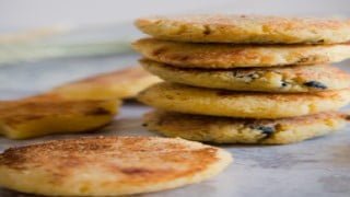 Moroccan Harcha filled with onions, tuna, black olives- حرشة