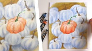 Orange & White Fall Pumpkins Acrylic Painting