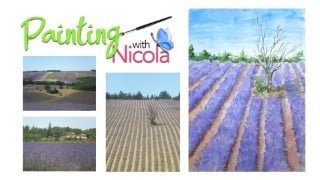 Paint a colorful, fluid & dramatic LAVENDER field. Watch me.
