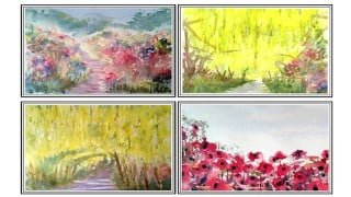 Painting watercolors, 3 gardens, how to paint watercolours.