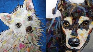Paper Mosaic Collage Dog Portraits