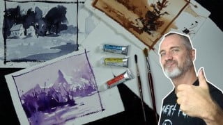 Simple Watercolor Landscapes; Paint Loose Monochrome Art