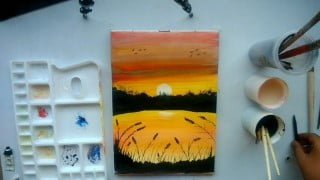 sunset drawing beginners watercolour painting for beginners