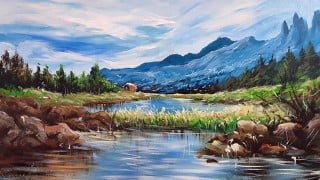 Switzerland Landscape Painting LIVE Tutorial with Big Canvas