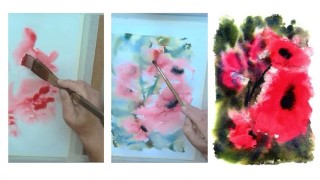 Free Watercolor Painting Tutorial - Free hand poppies,Free style watercolor Free sample course.