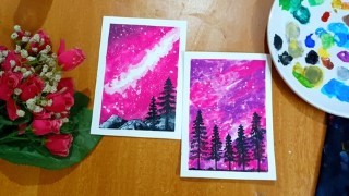 Free Watercolor Painting Tutorial - Easy Galaxy paintings with Gouache
