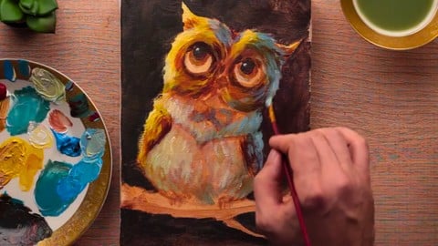 Free Acrylic Painting Tutorial - Fundamentals of Acrylic Painting draw a Owl vibrant colors